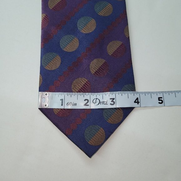 Daniel De Fasson Mens Tie Silk Handmade Polka Dot Geometric Print - Picture 6 of 7